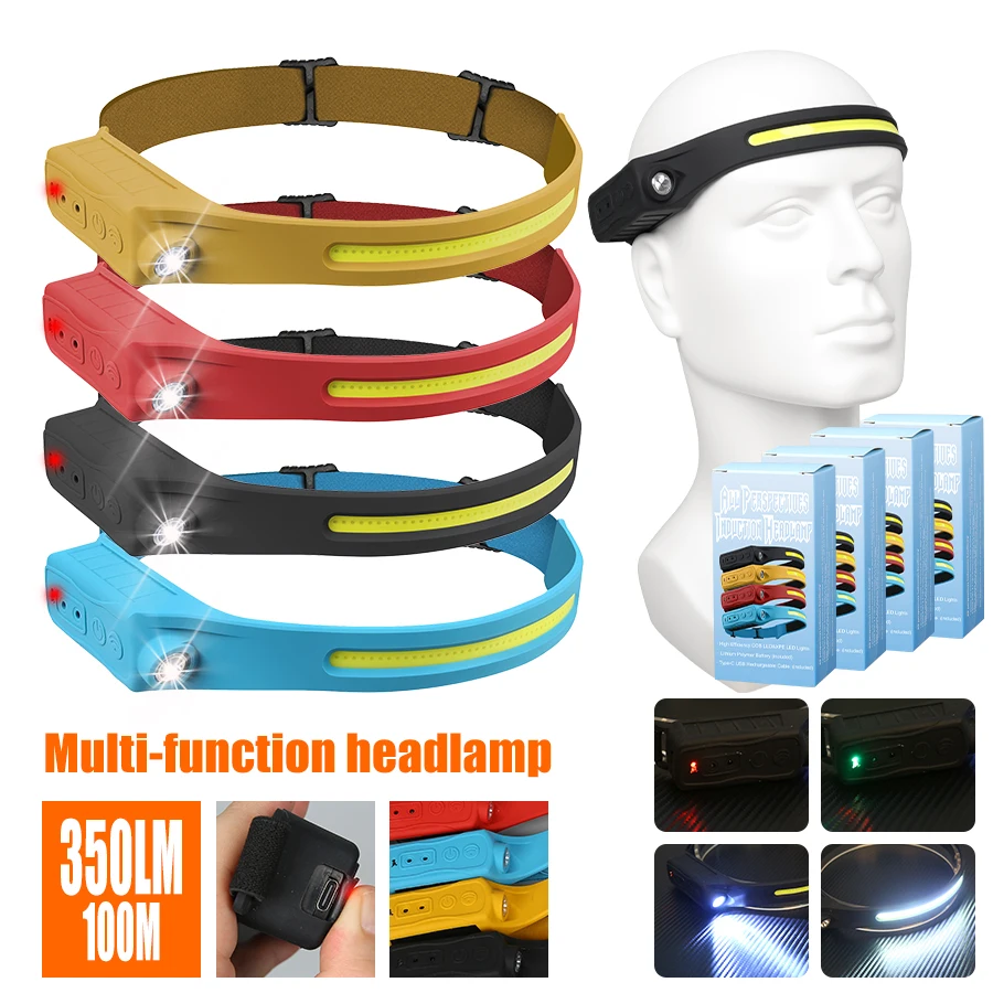 Led Headlight Bulbs - Перезаряжаемый налобный фонарь, 350 люмен, датчик