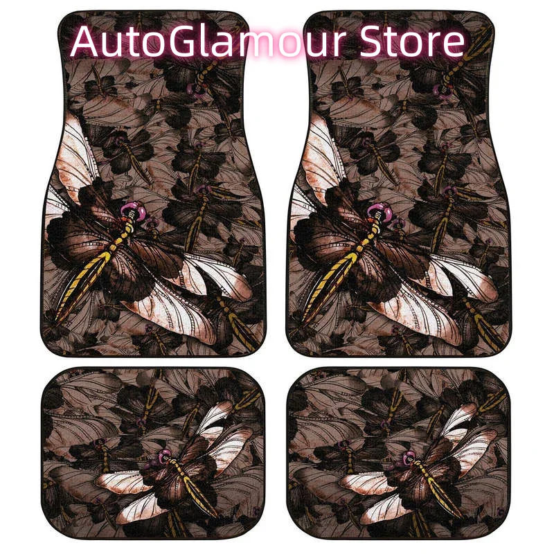 Car Accessories Gift Ideas - Коричневые автомобильные коврики со стрекозой на